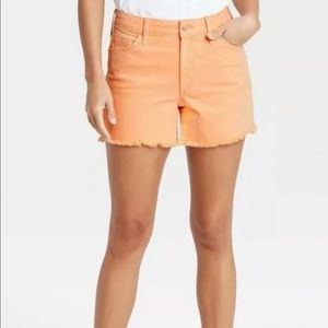 UNIVERSAL THREAD Orange High Waist Vintage Midi Denim Cutoff Shorts NWT Size 6